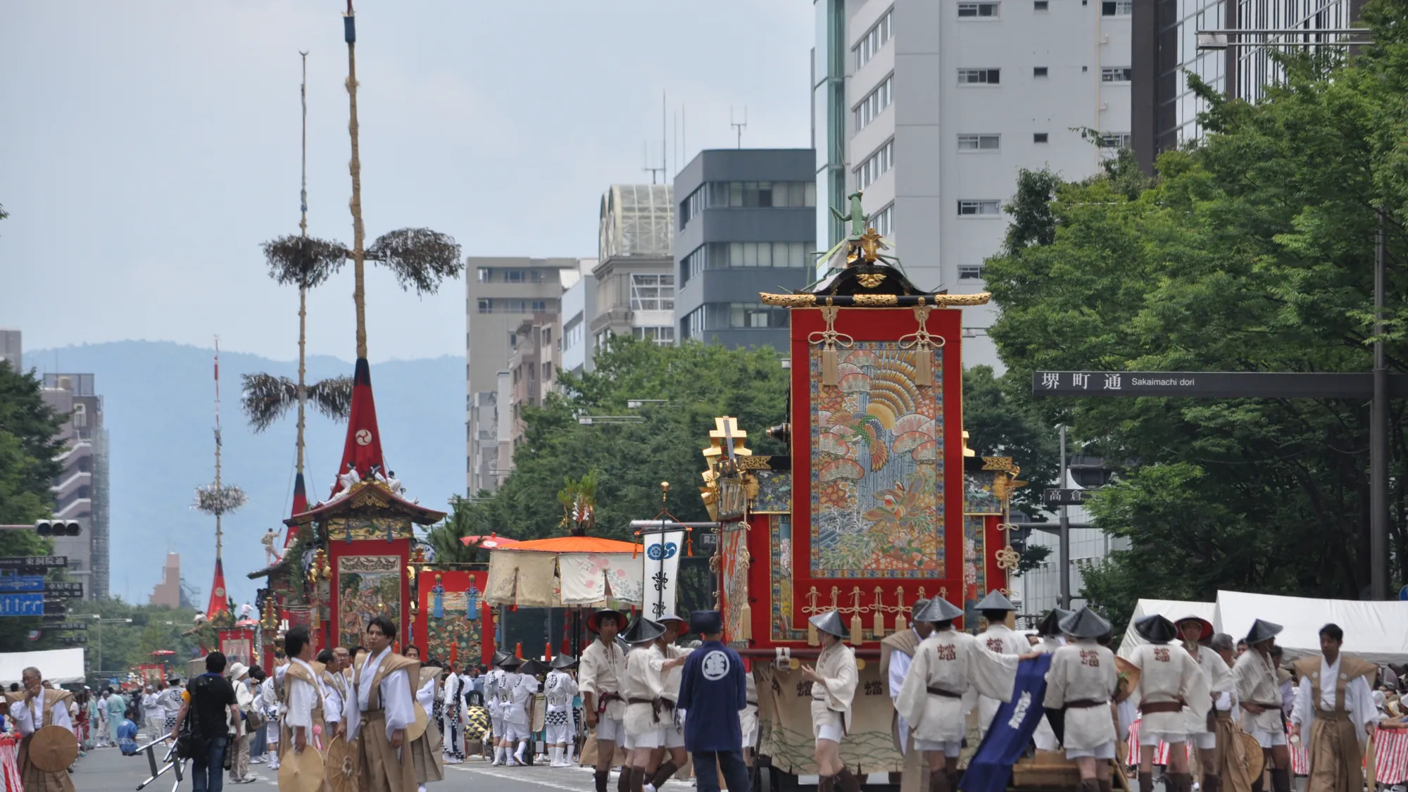 Yamaboko floats in the Gion Matsuri procession, Kyoto