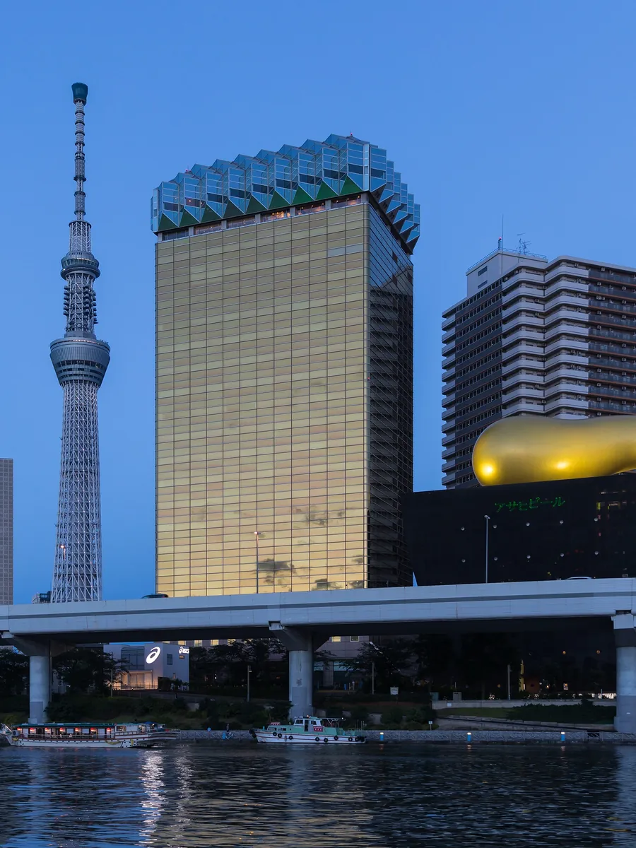 Tokyo Skytree and the Sumida riverside at blue hour