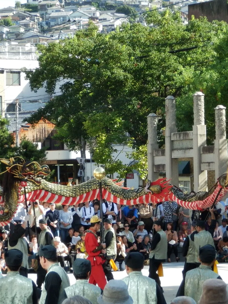 The ja odori dragon dance of Kagomachi at Nagasaki Kunchi