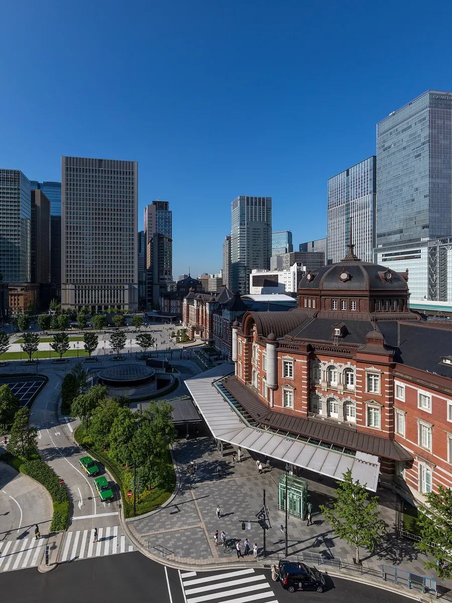 Tokyo Station's Marunouchi building from above