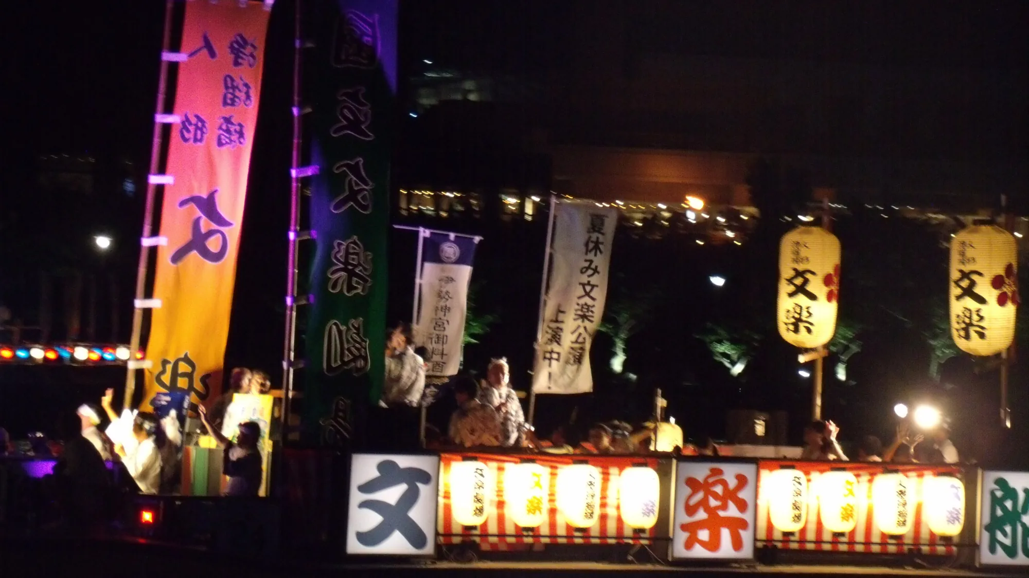 An illuminated float boat at Tenjin Matsuri, Osaka