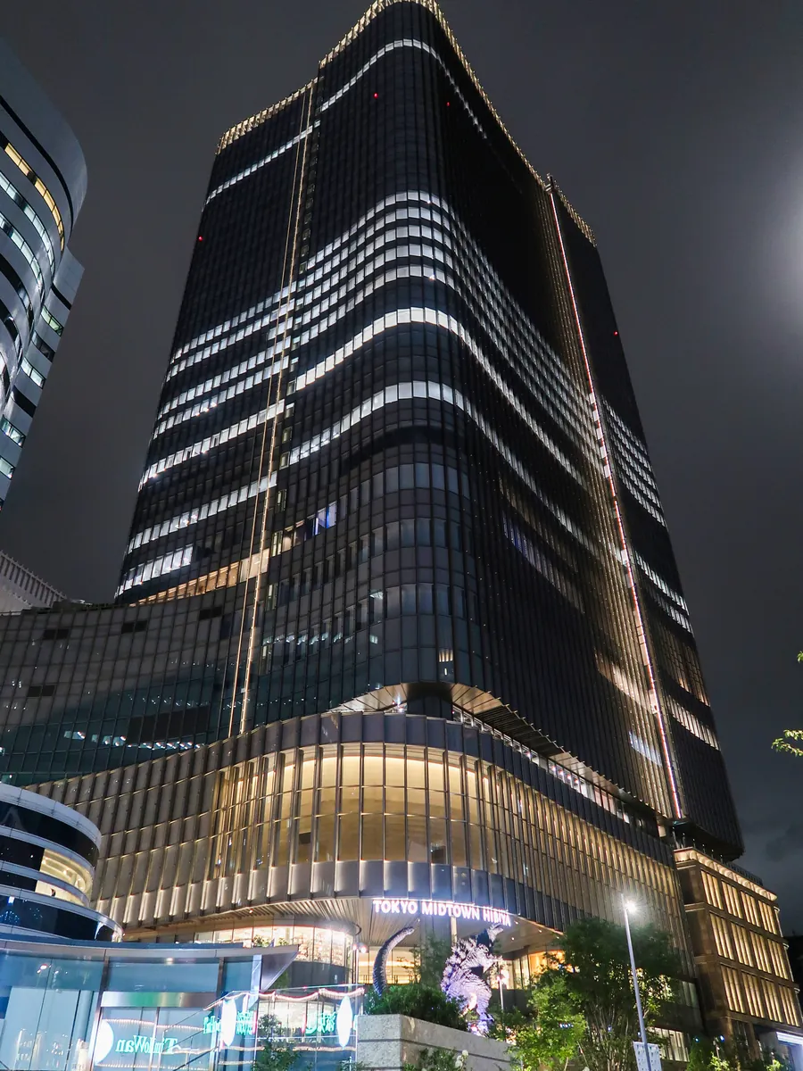Tokyo Midtown Hibiya lit up at night